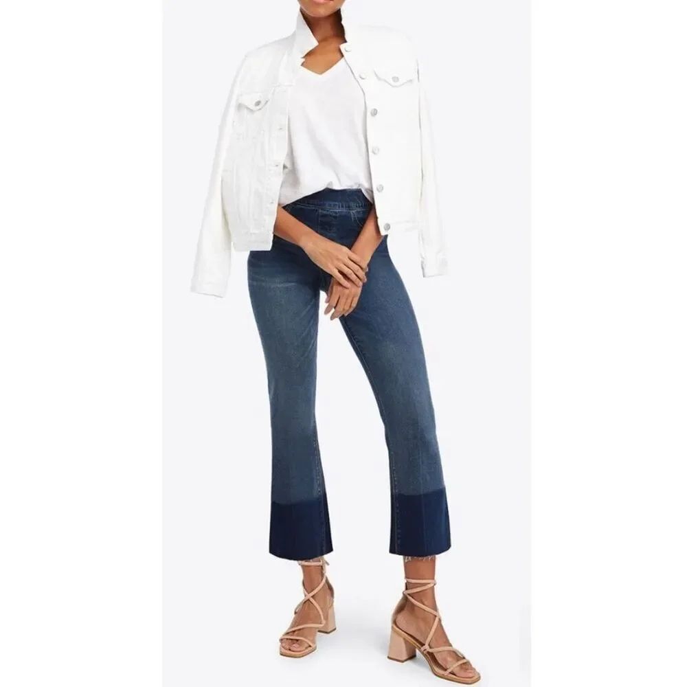 Spanx Cropped Stretch Flared Jeans | Blue in Large